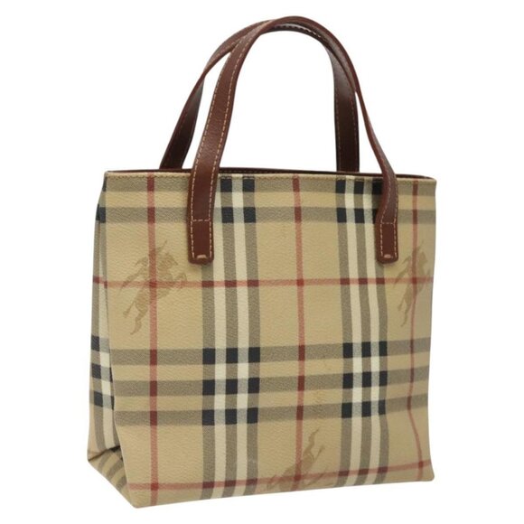 BURBERRY Nova Check Hand Bag PVC Leather Beige - Picture 1 of 16